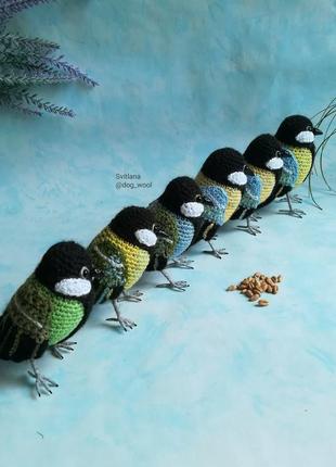 Синички амигуруми, вязные игрушки птички7 фото