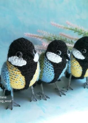 Синички амигуруми, вязные игрушки птички4 фото