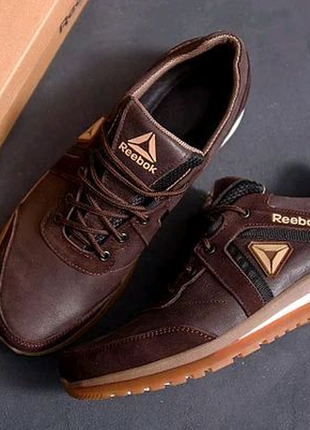 Чоловічі шкіряні кросівки reebok sprint tr brown2 фото