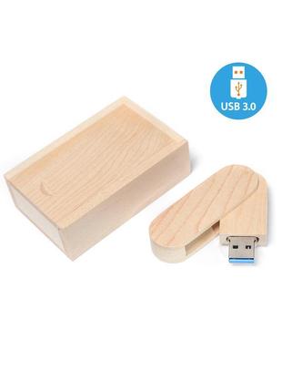 Флешка дерев'яна розкладна з коробочкою 32 гб, usb 3.0 (клен)