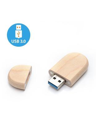 Флешка дерев'яна овальна 64 гб, usb 3.0 (клен)