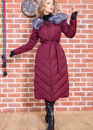 Зимова жіноча куртка на синтепоні колір бордовий5 фото