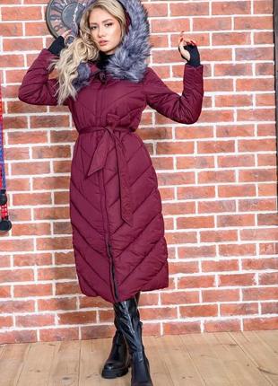 Зимова жіноча куртка на синтепоні колір бордовий6 фото
