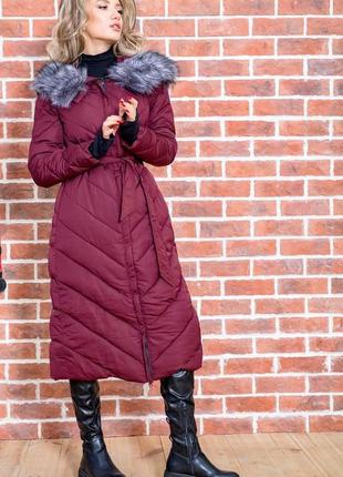 Зимова жіноча куртка на синтепоні колір бордовий7 фото
