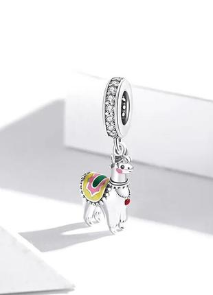 Серебряная подвеска  шарм  "милая альпака"