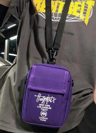 Японська класична маленька сумка журнал у стилі хіп-хоп через плече фіолетова2 фото
