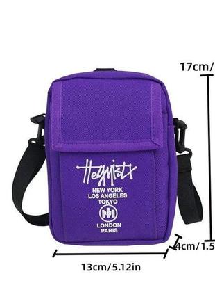 Японська класична маленька сумка журнал у стилі хіп-хоп через плече фіолетова4 фото