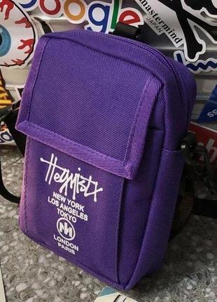 Японська класична маленька сумка журнал у стилі хіп-хоп через плече фіолетова3 фото