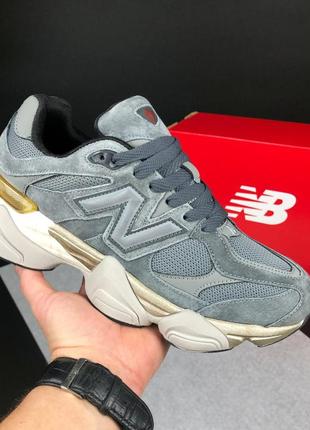 Женские кроссовки new balance 9060 замшевые серые бежевые