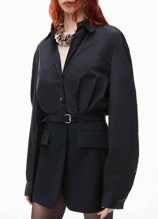 Жакет рубашка alexander wang черная под пояс