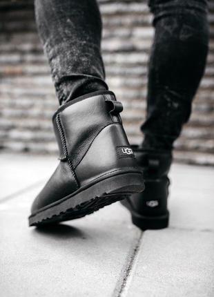 Уггі ugg mini "leather black" угі