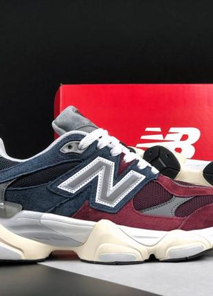 Женские кроссовки new balance 9060 замшевые бордовые синие3 фото