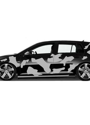 Наклейка на авто камуфляж 3 пятна геометрический 100х100 см белый/черный