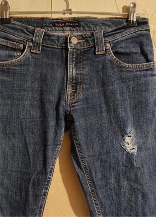 Женские джинсы nudie jeans низкая посадка рваные штаны бамстеры с разрезами потертостями3 фото