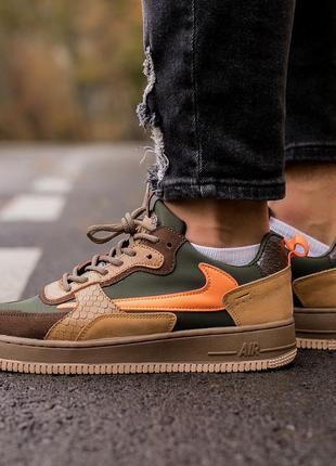 Nike air force haki/orange  🆕 шикарные кроссовки  найк 🆕 купить наложенный платёж1 фото