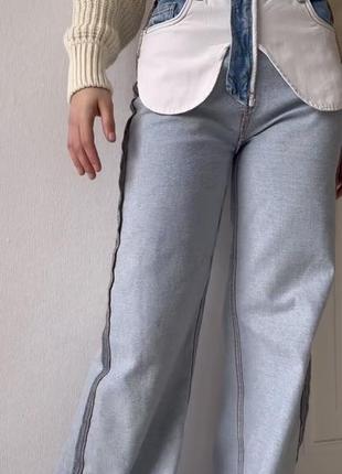 Женские джинсы с эффектом наизнанку7 фото