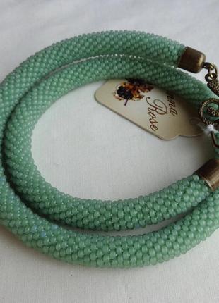 Жгут из бисера ручной работы "зеленый нефрит"