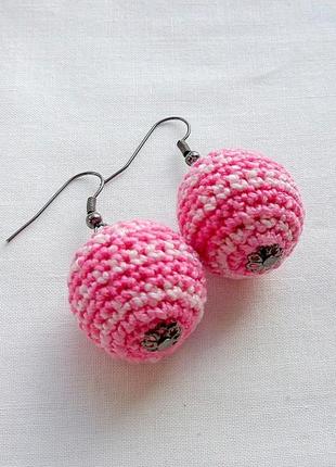 Сережки рожеві смугасті кульки "рожевий слон"