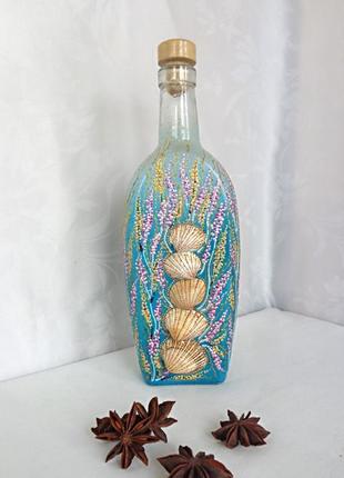 Декоративная интерьерная бутылка с авторской росписью "у черного моря"