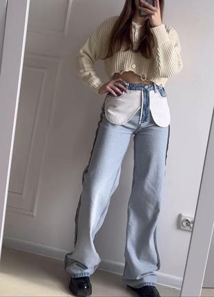 Женские джинсы с эффектом наизнанку1 фото