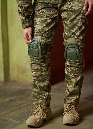 Мужские тактические брюки котон с карманами военные брюки пиксель с наколенниками10 фото