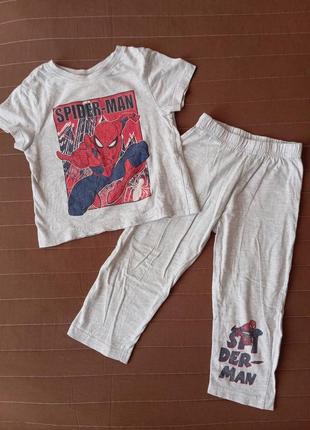 Дитяча піжама primark marvel 92 см футболка штани котонова легка тонка на хлопчик 1,5-2 роки домашній костюм для дому спайдермен бавовняна котон літня