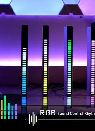 Світлодіодний usb rgb світильник із мікрофоном. led світильник "рівні музики", 32 світлодіоди 5v, 18 см. аудіо рівень білий6 фото