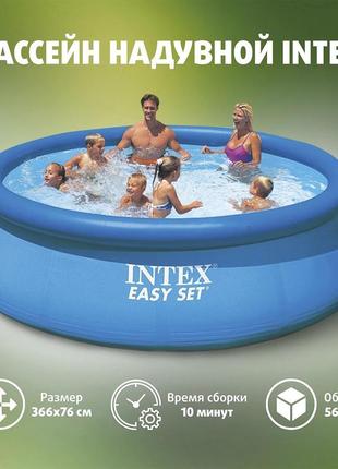 Басейн сімейний надувний intex easy set