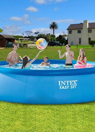Басейн сімейний круглий надувний для дачі великий intex easy set 366 x 76 см.