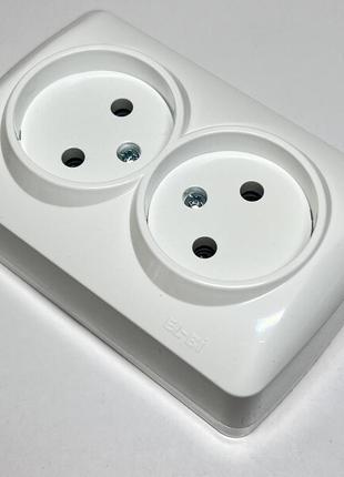 Розетка двойная накладная el-bi alsu б/з белая