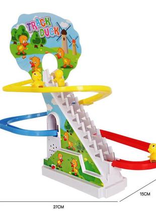 Електро качка, трек, гірка, іграшки для хлопчиків і дівчаток, качки, іграшка для підіймання сходами3 фото