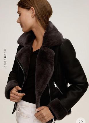 Байкерская куртка косуха с мехом дублёнка mango оригинал