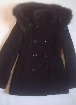 Пальто двобортне чорного кольору класика 100 % кашемір, вовняний/зима/осінь