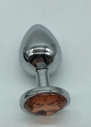 Большая интимная анальная игрушка из нержавеющей стали, металлическая анальная пробка с камнем кристалом orang