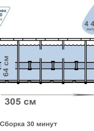 Каркасный бассейн intex 28206 размер 305х76 см, объем 4485 л.4 фото