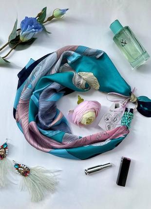 Дизайнерский платок "голубая мечта " от бренда my scarf, подарок женщине2 фото