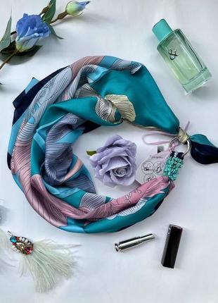 Дизайнерский платок "голубая мечта " от бренда my scarf, подарок женщине5 фото