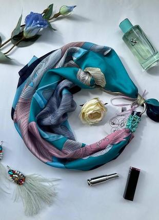 Дизайнерский платок "голубая мечта " от бренда my scarf, подарок женщине6 фото