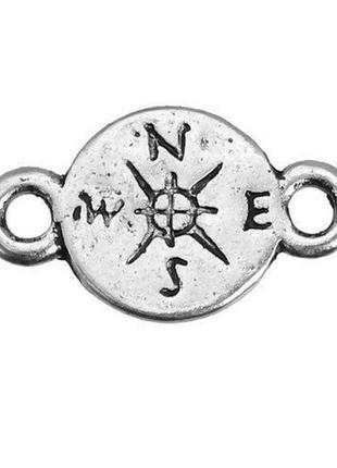 Конектор finding круглий компас античне срібло 17 мм х 10 мм