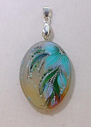 Кулон из натурального камня ручной работы "зеленый бутон агата"