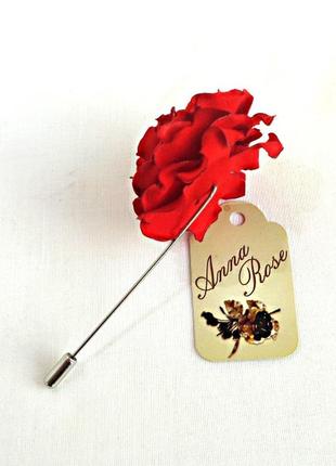 Бутоньерка цветок ручной работы на пиджак"черная роза"3 фото