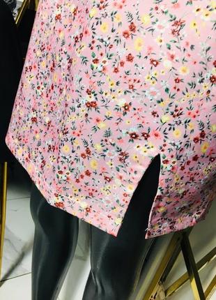 Розовая мини юбка в цветочек с разрезом shein s6 фото