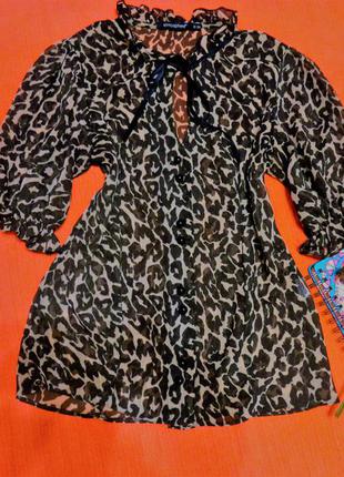 Леопардово-чорний комплект. блуза і майка.