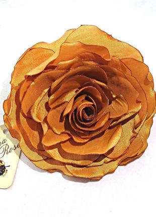 Брошь цветок из ткани ручной работы "медовая роза"