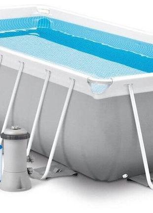 Каркасний басейн прямокутний з фільтром насосом драбина для дому та дачі наляля