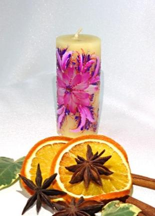 Свічка ручної роботи декоративна "квіти літа"