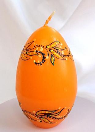 Свеча  оранжевая декоративная  "пасхальное яйцо"