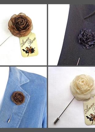 Бутоньерка цветок ручной работы на пиджак" карминовая роза"5 фото