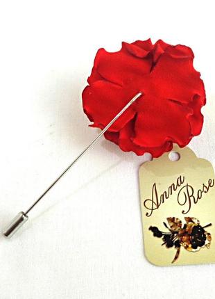 Бутоньерка цветок ручной работы на пиджак" карминовая роза"3 фото