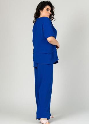 Яркий женский летний костюм из туники и брюк, большие размеры5 фото